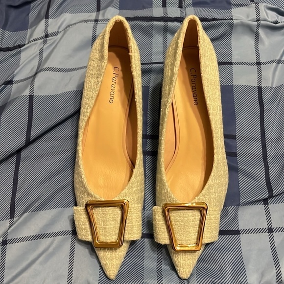 New C.Paravano Women's Kitten Heel Pumps-Pointed Toe with Metal Buckle - Picture 5 of 5